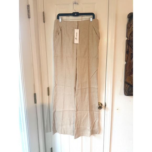 VERONICA BEARD Komi Pants Sandalwood Melange Wide Leg Size 10 - Picture 2 of 4